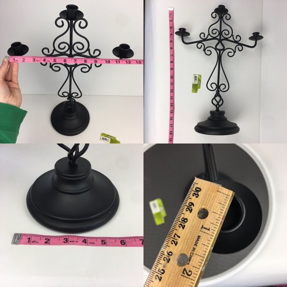 Candelabra Black Metal Wrought Iron Swirls From Target Holds 3 Taper Candles - Picture 3 of 11